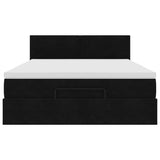 Ottoman Bed with Mattress & LEDs Black Queen Velvet