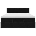 Ottoman Bed with Mattress & LEDs Black Queen Velvet