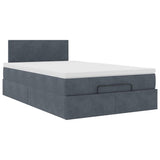 Ottoman Bed with Mattress & LEDs Dark Grey King Single Velvet - 45-Degree Angle