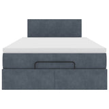 Ottoman Bed with Mattress & LEDs Dark Grey King Single Velvet