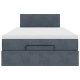 Ottoman Bed with Mattress & LEDs Dark Grey King Single Velvet - Rear View