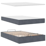 Ottoman Bed with Mattress & LEDs Dark Grey King Single Velvet - Close-Up Angle