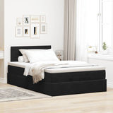 Ottoman Bed with Mattress & LEDs Black King Single Velvet - Top-Down View