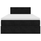 Ottoman Bed with Mattress & LEDs Black King Single Velvet - Rear View