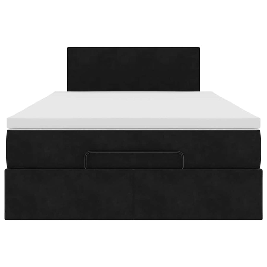 Ottoman Bed with Mattress & LEDs Black King Single Velvet
