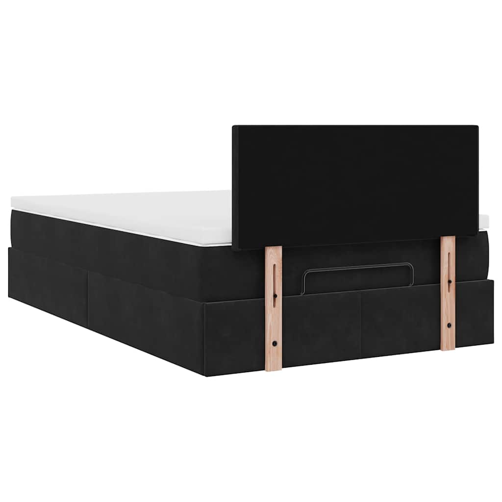 Ottoman Bed with Mattress & LEDs Black King Single Velvet