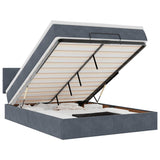 Ottoman Bed with Mattress & LEDs Dark Grey Double Velvet - Front View