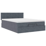 Ottoman Bed with Mattress & LEDs Dark Grey Double Velvet - 45-Degree Angle