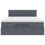 Ottoman Bed with Mattress & LEDs Dark Grey Double Velvet