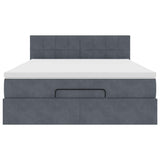 Ottoman Bed with Mattress & LEDs Dark Grey Double Velvet - Rear View