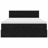 Ottoman Bed with Mattress & LEDs Black Double Velvet
