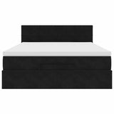 Ottoman Bed with Mattress & LEDs Black Double Velvet - Rear View