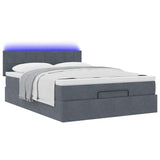 Ottoman Bed with Mattress & LEDs Dark Grey Queen Velvet - Side View