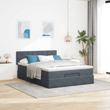 Ottoman Bed with Mattress & LEDs Dark Grey Queen Velvet - Top-Down View
