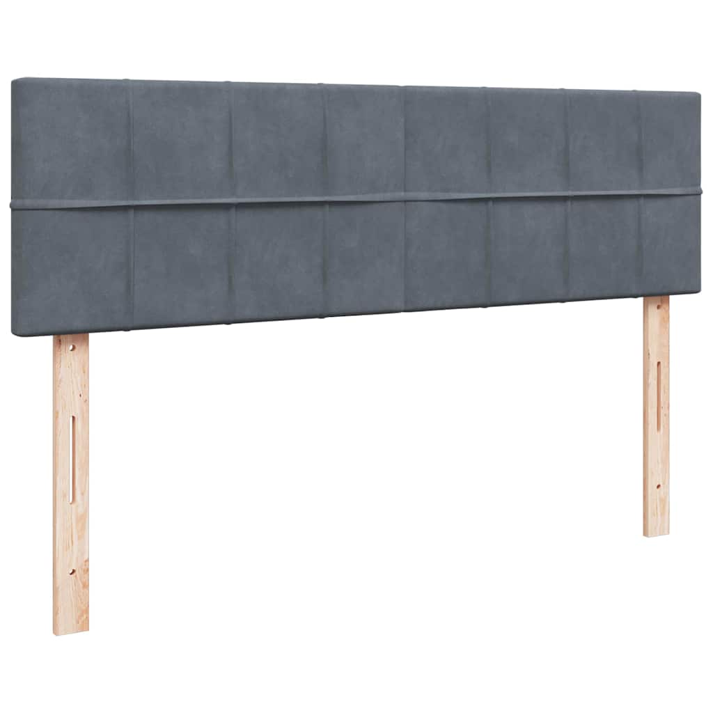 Ottoman Bed with Mattress & LEDs Dark Grey Queen Velvet