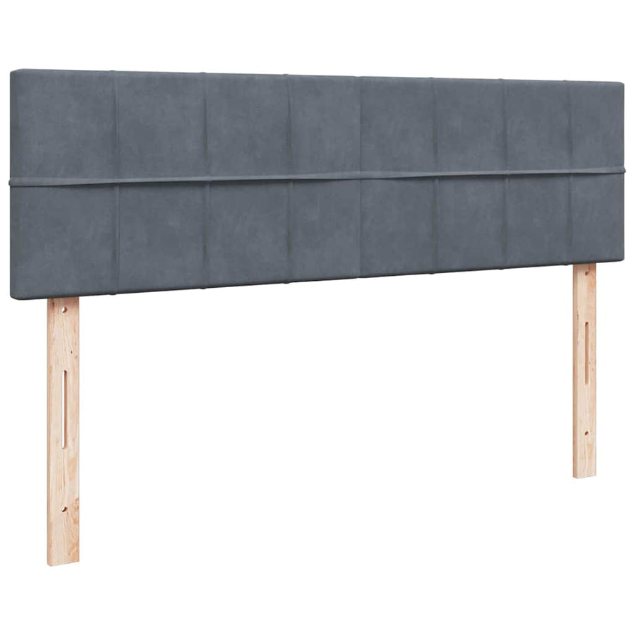 Ottoman Bed with Mattress & LEDs Dark Grey Queen Velvet