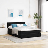 Ottoman Bed with Mattress & LEDs Black Queen Velvet