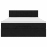 Ottoman Bed with Mattress & LEDs Black Queen Velvet