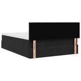 Ottoman Bed with Mattress & LEDs Black Queen Velvet