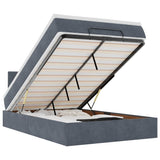 Ottoman Bed with Mattress & LEDs Dark Grey King Single Velvet