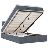 Ottoman Bed with Mattress & LEDs Dark Grey King Single Velvet - Front View