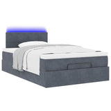 Ottoman Bed with Mattress & LEDs Dark Grey King Single Velvet - Side View