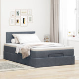 Ottoman Bed with Mattress & LEDs Dark Grey King Single Velvet