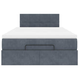 Ottoman Bed with Mattress & LEDs Dark Grey King Single Velvet