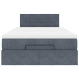 Ottoman Bed with Mattress & LEDs Dark Grey King Single Velvet - Rear View