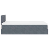 Ottoman Bed with Mattress & LEDs Dark Grey King Single Velvet - Extra Image