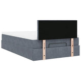 Ottoman Bed with Mattress & LEDs Dark Grey King Single Velvet - Extra Image