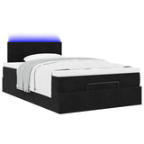 Ottoman Bed with Mattress & LEDs Black King Single Velvet - Side View