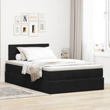 Ottoman Bed with Mattress & LEDs Black King Single Velvet - Top-Down View