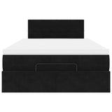 Ottoman Bed with Mattress & LEDs Black King Single Velvet