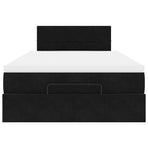 Ottoman Bed with Mattress & LEDs Black King Single Velvet