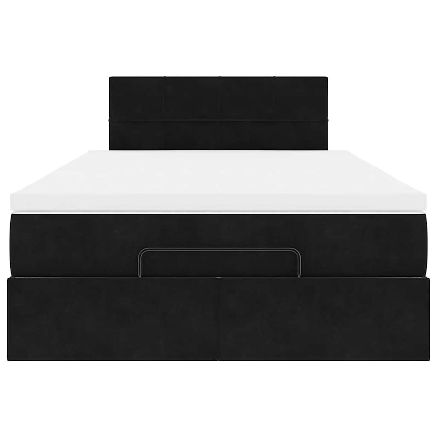 Ottoman Bed with Mattress & LEDs Black King Single Velvet