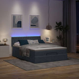 Ottoman Bed with Mattress & LEDs Dark Grey Double Velvet - Side View