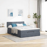 Ottoman Bed with Mattress & LEDs Dark Grey Double Velvet - Top-Down View