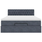 Ottoman Bed with Mattress & LEDs Dark Grey Double Velvet