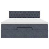 Ottoman Bed with Mattress & LEDs Dark Grey Double Velvet - Low Angle