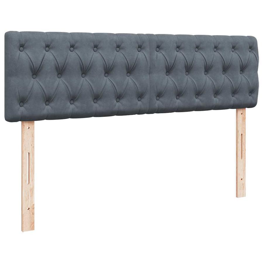 Ottoman Bed with Mattress & LEDs Dark Grey Queen Velvet