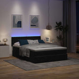 Ottoman Bed with Mattress & LEDs Black Queen Velvet - Side View