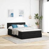 Ottoman Bed with Mattress & LEDs Black Queen Velvet