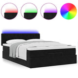 Ottoman Bed with Mattress & LEDs Black Queen Velvet - 45-Degree Angle