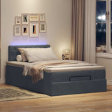 Ottoman Bed with Mattress & LEDs Dark Grey King Single Velvet - Side View