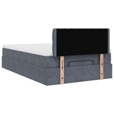 Ottoman Bed with Mattress & LEDs Dark Grey King Single Velvet