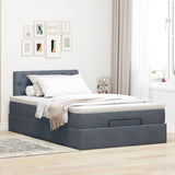 Ottoman Bed with Mattress & LEDs Dark Grey King Single Velvet - Top-Down View