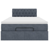 Ottoman Bed with Mattress & LEDs Dark Grey King Single Velvet