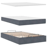 Ottoman Bed with Mattress & LEDs Dark Grey King Single Velvet - Low Angle