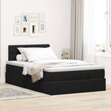 Ottoman Bed with Mattress & LEDs Black King Single Velvet - Top-Down View